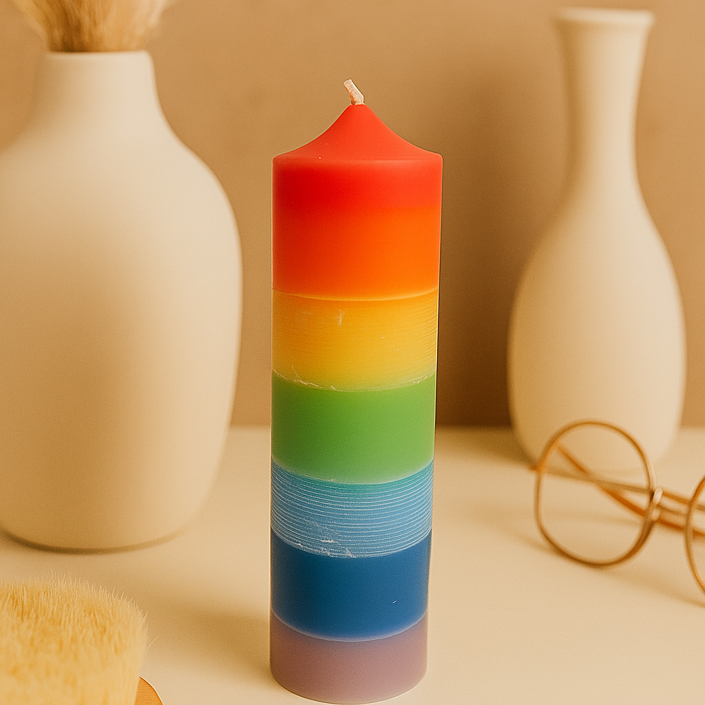 Chakra Candle Multicolored   H:12cm W:4cm