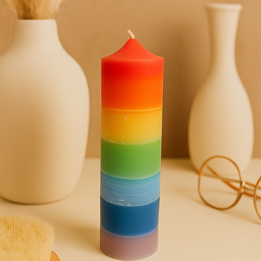 Chakra Candle Multicolored   H:12cm W:4cm