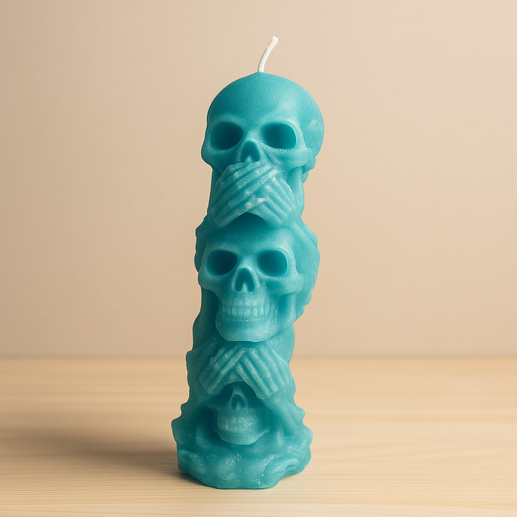 Tripleskull Candle  H:14cm W:5cm